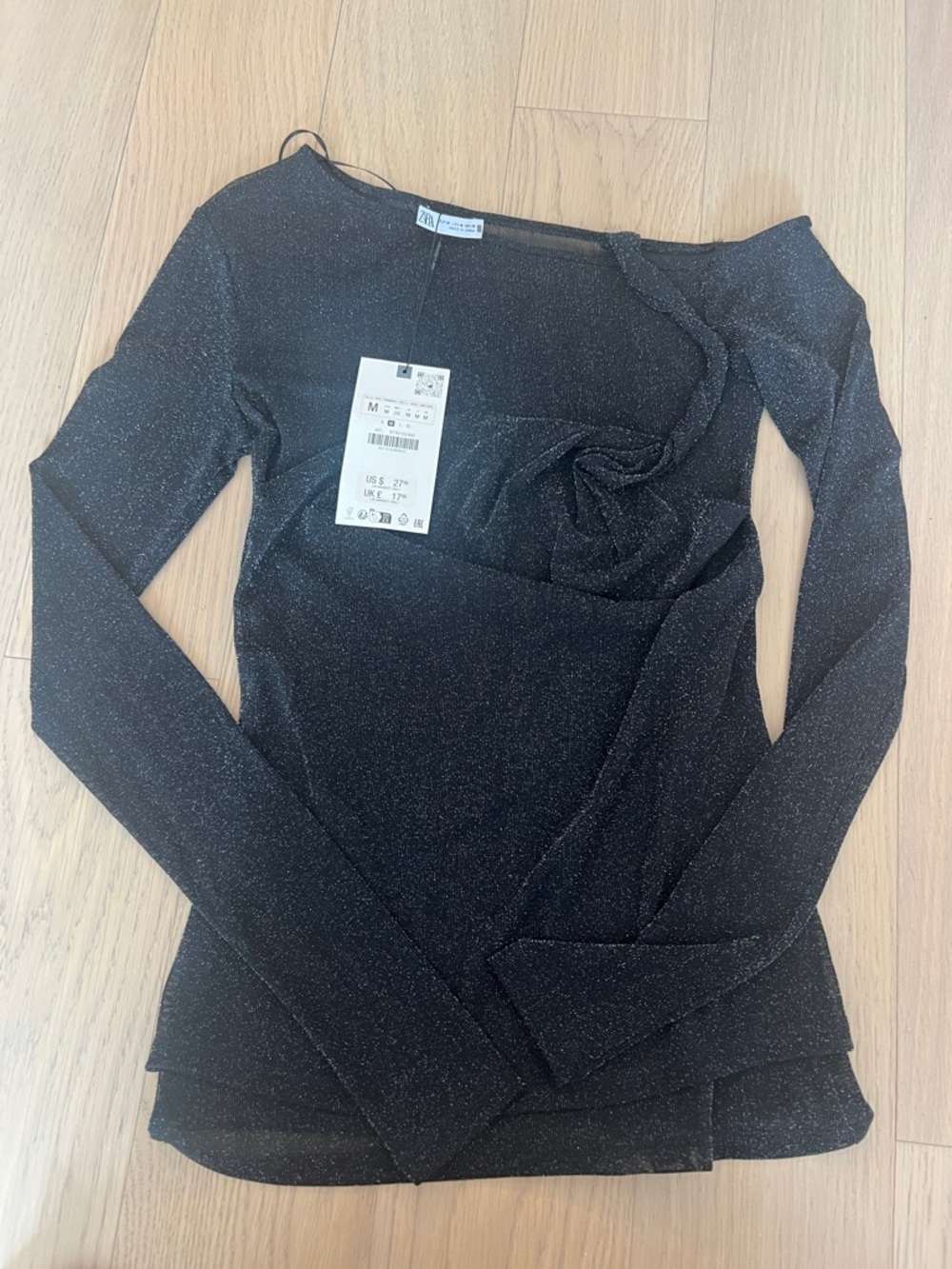 NWT Zara dark gray/black glitter top size M